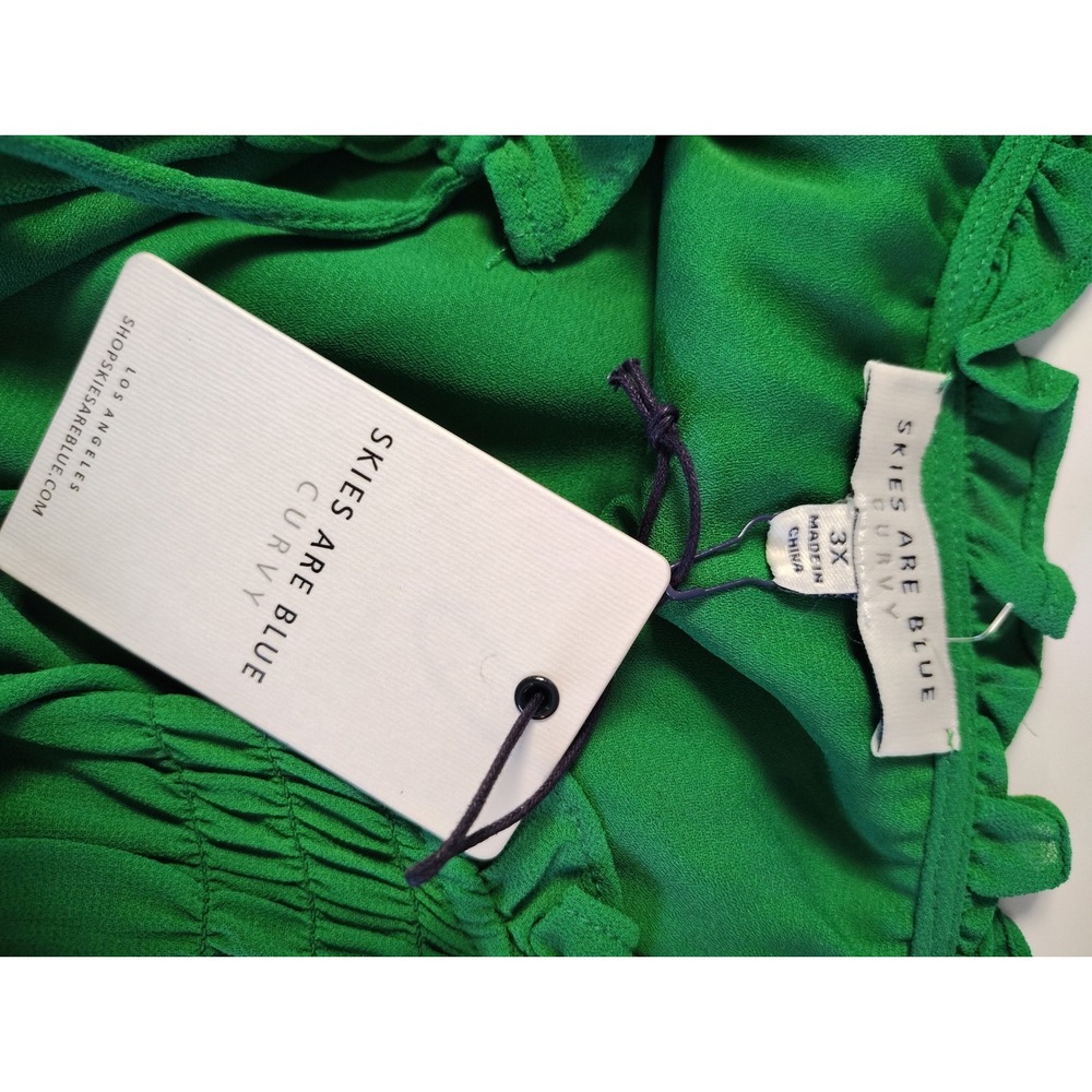 Skies Are Blue Curvy Green Pleated Smocked Waist Midi Dress 3X NWT 198166 - Picture 3 of 7